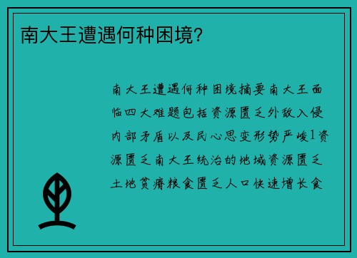南大王遭遇何种困境？